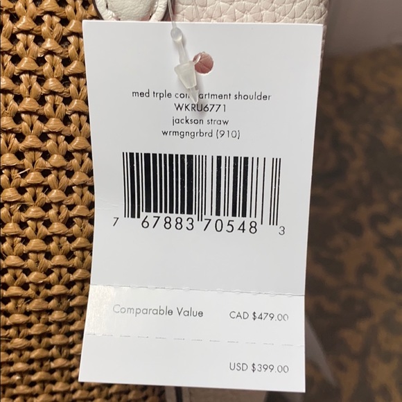 Kate Spade 3 compartment Jackson straw medium shoulder bag warm gingerbr… - Picture 14 of 15